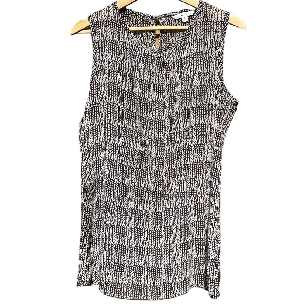 CAbi | Shear Black & White Sleeveless Blouse Sz Small
